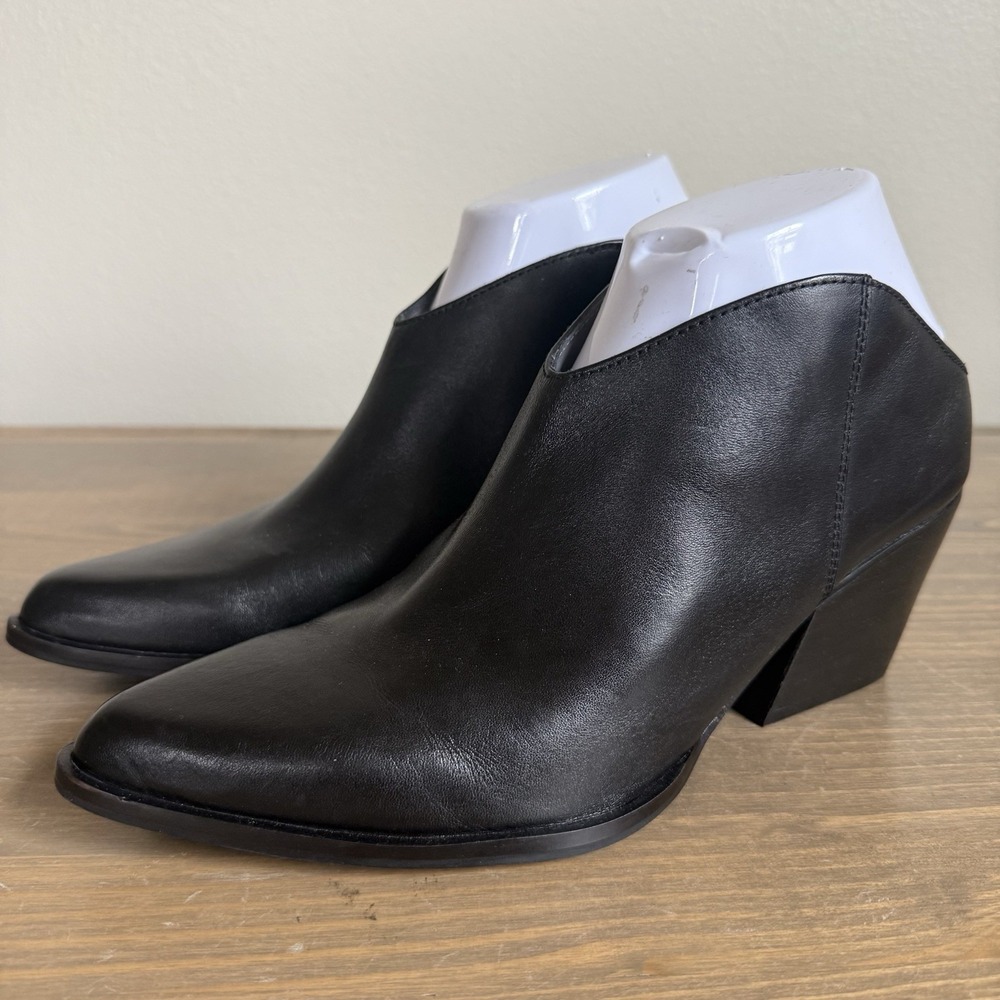 Seychelles Women's 7.5 Black Leather Fancy Affair Pointed Toe Western Boots Heel